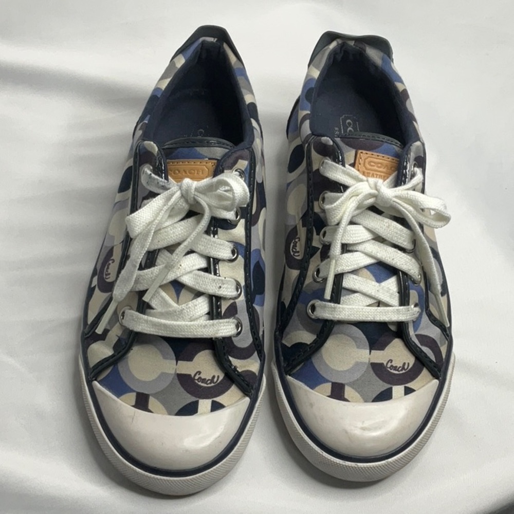 Coach Barrett Signature Sneakers Navy Blue and Multicolor Size 8 - Picture 10 of 11